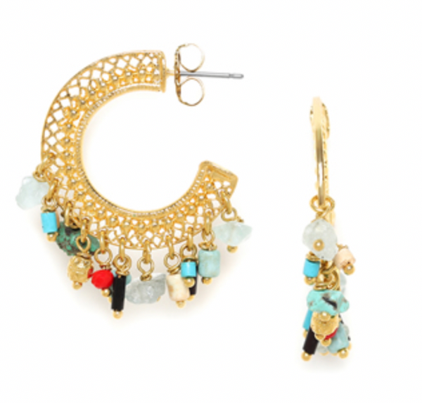 MARGAUX Openwork Creole with Dangles Earrings