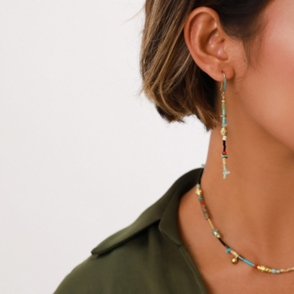 MARGAUX Crystallized Long Hook Earrings