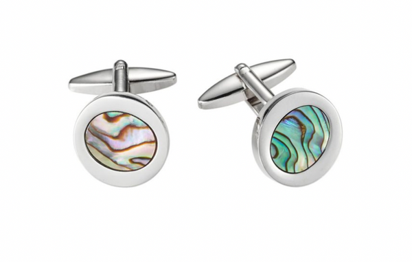 Abalone Oval Rhodium Plated Cufflinks