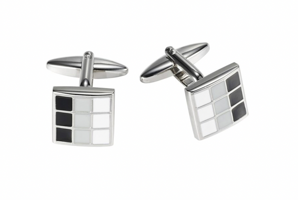 Black/Grey/White Enamel Cufflinks