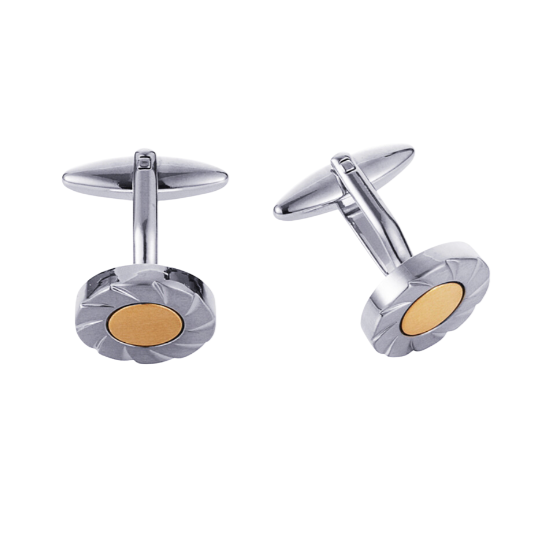 Brushed Rhodium/Brushed Gold Scalloped Edge Cufflinks