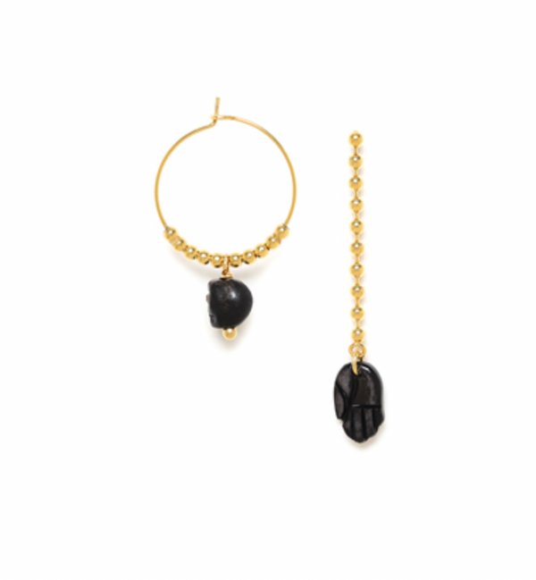 MALIA Asymetric Black Earrings