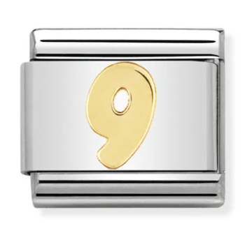 Number 9 Gold Charm