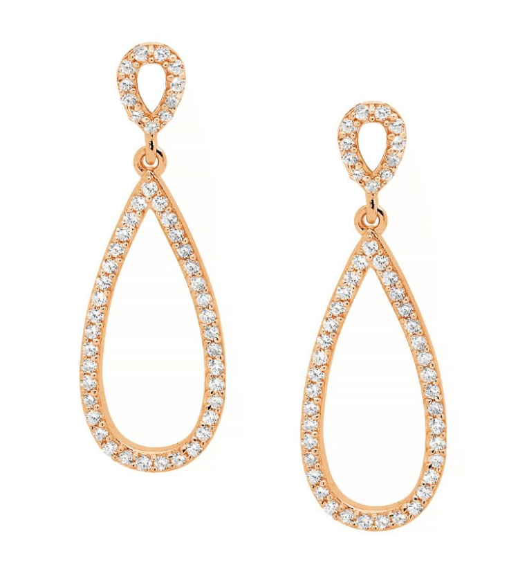 Double Open CZ Teardrop Earrings - 2 colours available