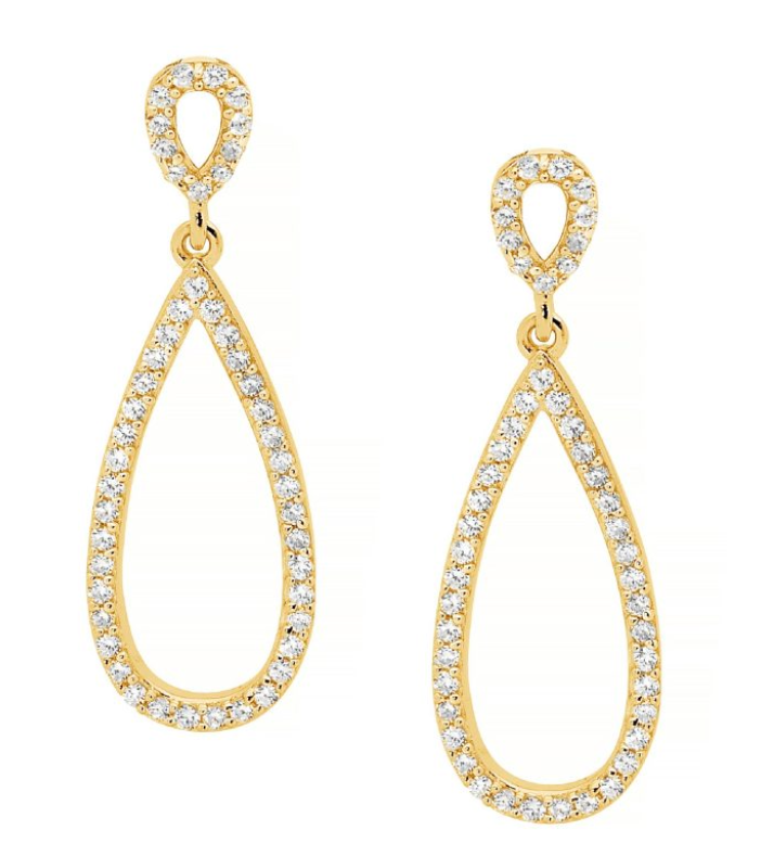 Double Open CZ Teardrop Earrings - 2 colours available