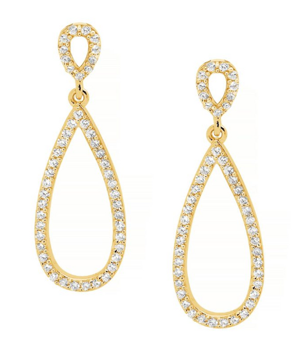 Double Open CZ Teardrop Earrings - 2 colours available