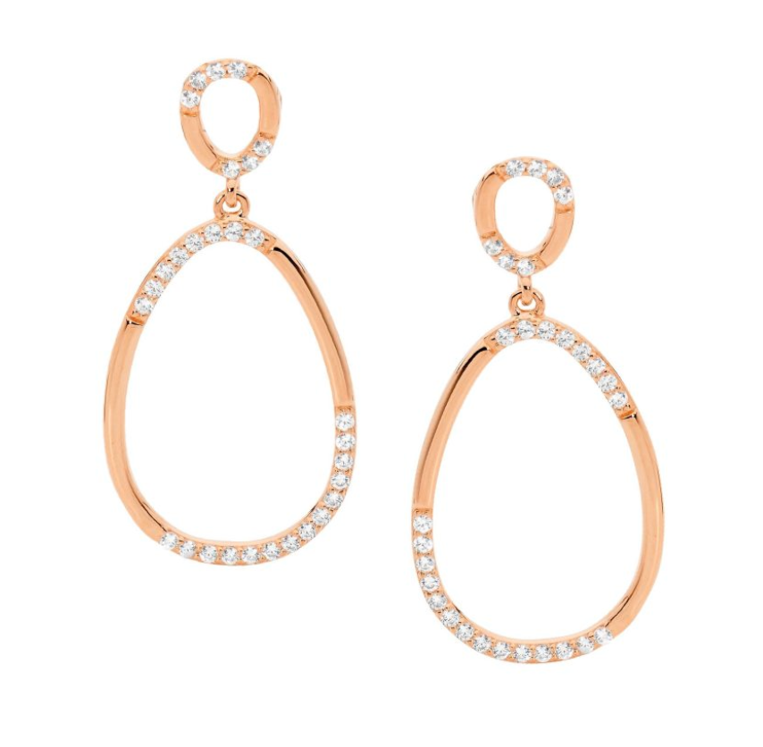 2x Oval Drop with CZs - Pendant and Earrings
