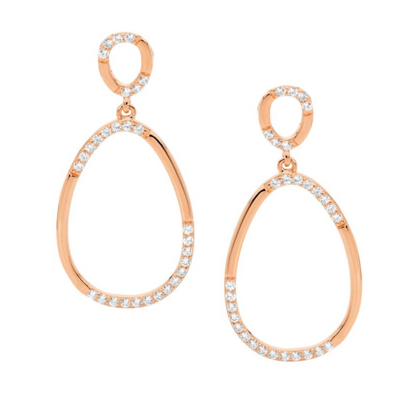 2x Oval Drop with CZs - Pendant and Earrings