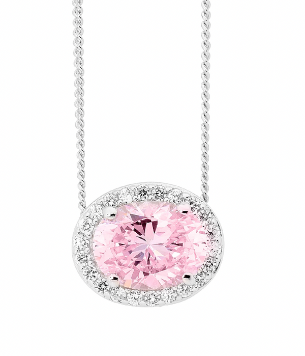 Oval CZ w/ CZ Surround Slider Pendant - 3 colours