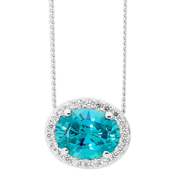 Oval CZ w/ CZ Surround Slider Pendant - 2 colours