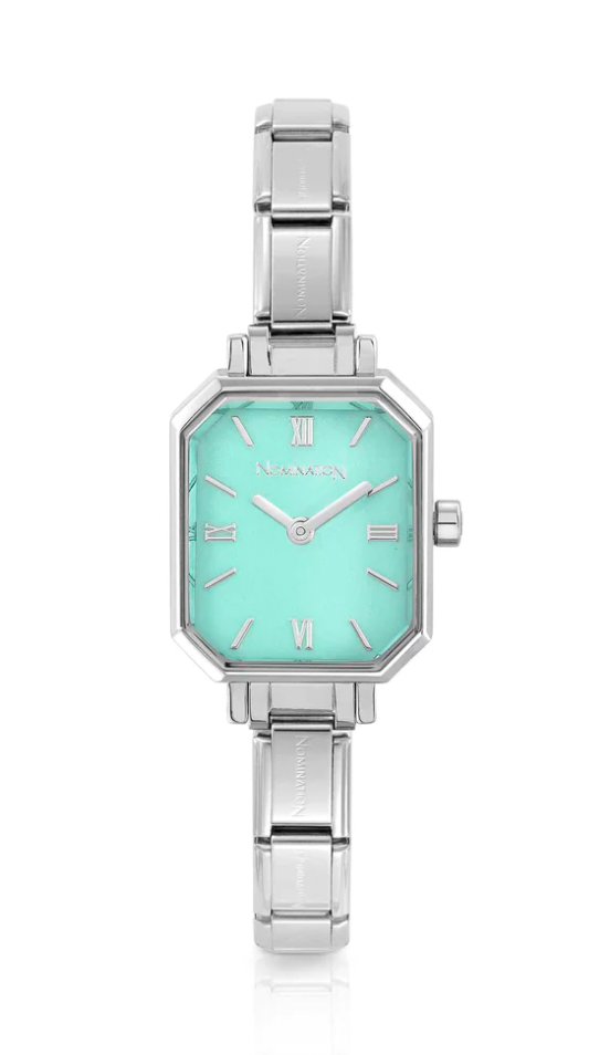 Watch Paris Stainless Steel & Rectangle Turquoise Dial