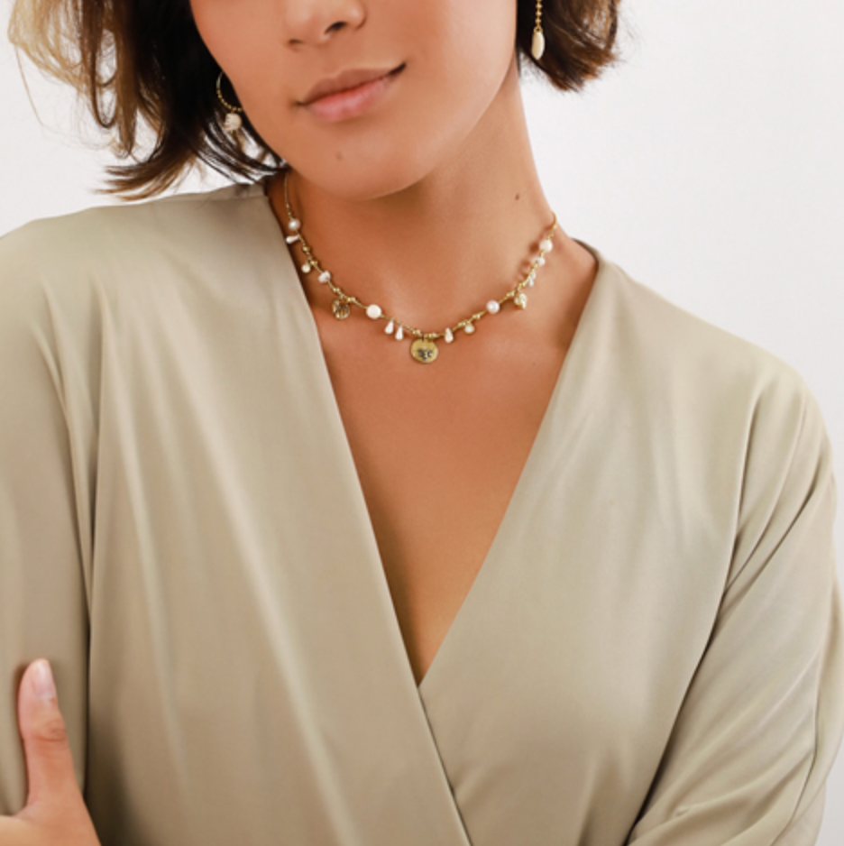 MALIA Multi-Dangle Ecru Necklace