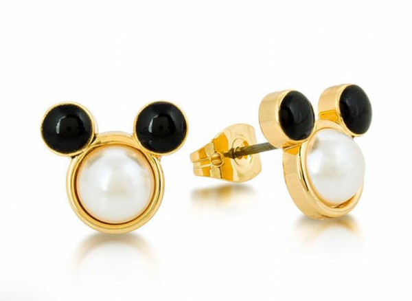 Mickey Mouse Pearl & Black Stud Earrings