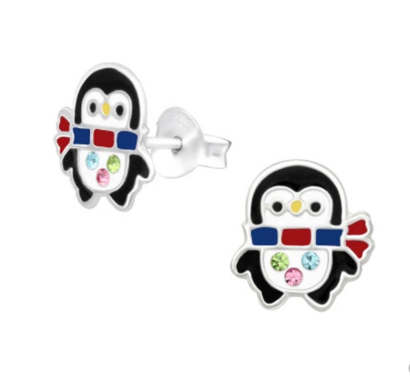 Christmas: Kids Penguin with Crystals Earrings