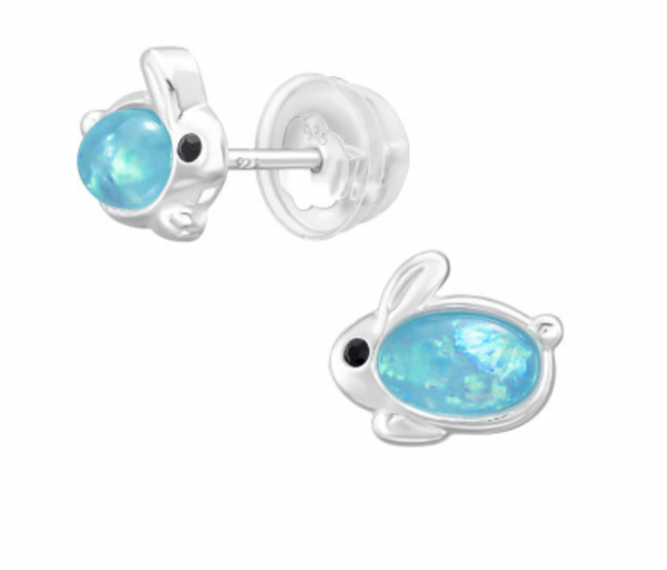 Kids Rabbit Opal Stud Earrings