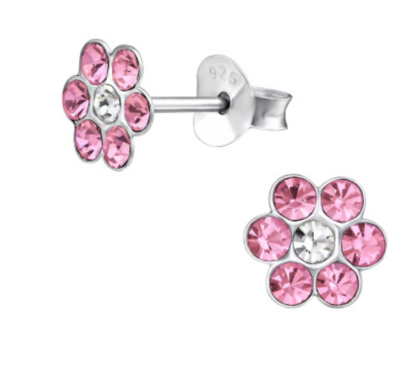 Kids Flower Crystal Stud Earrings - 3 colours