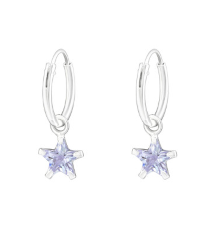 Kids Dangle Star Hoop Earrings - 3 colours