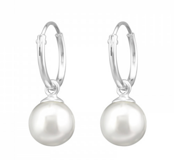 Kids Hanging Pearls Silver Drop Earrings