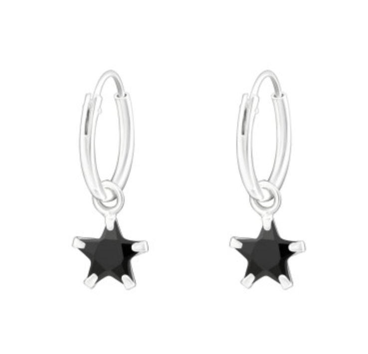 Kids Dangle Star Hoop Earrings - 5 colours