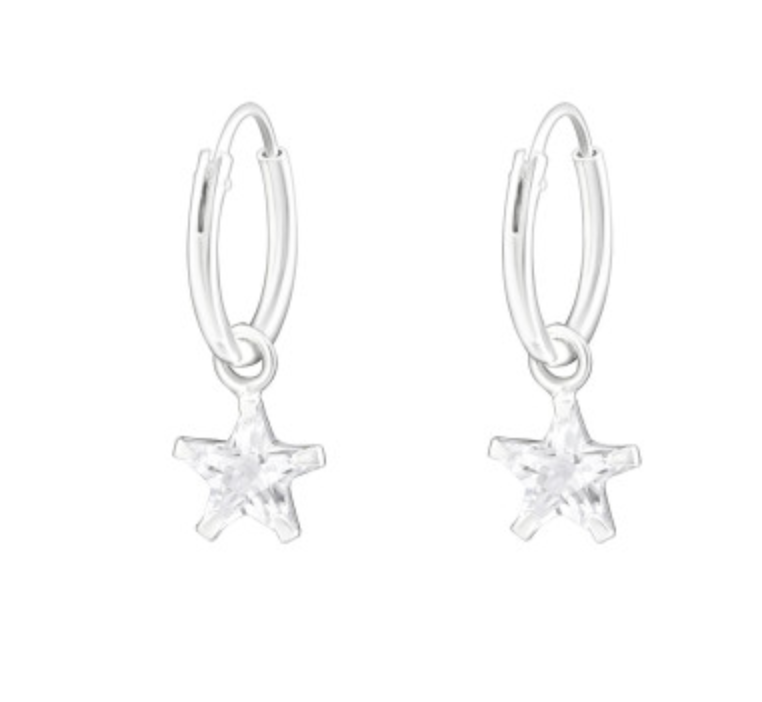 Kids Dangle Star Hoop Earrings - 3 colours