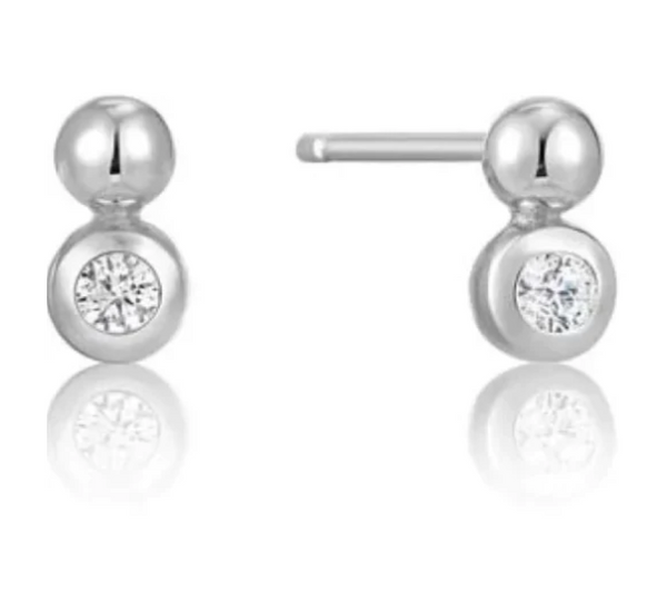 Spaced Out - Cubic Zirconias Orb Silver Stud Earrings