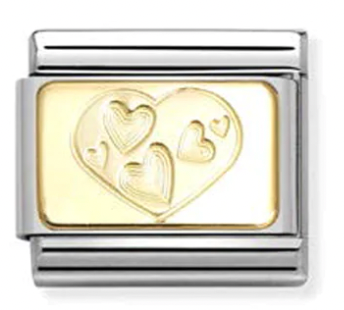 Engraved Signs - Multi Heart in Heart Gold Charm