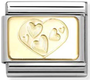 Love - Hearts Plaque Gold Charm