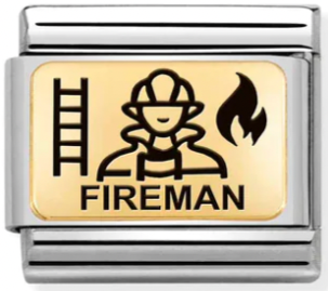 Occupation - Fireman with Black Enamel Gold Charm