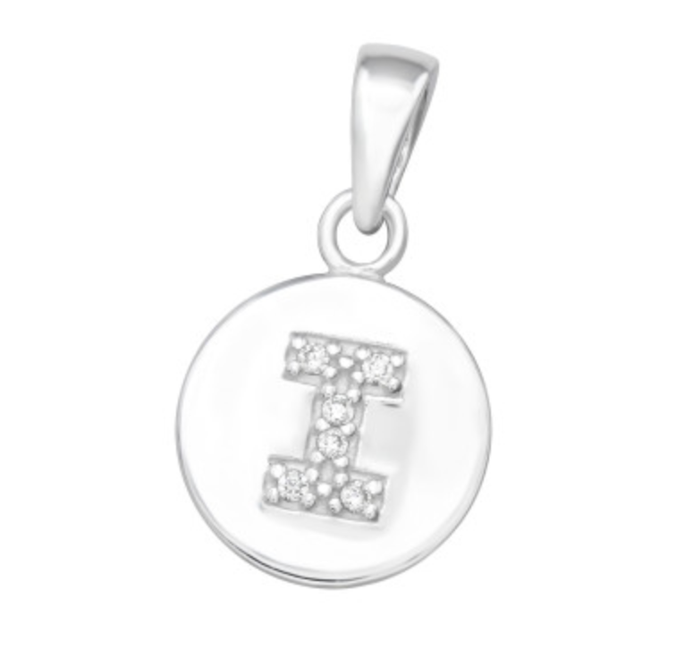 Kids Initial ‘I’ Disc with CZ Pendant - Silver & Gold