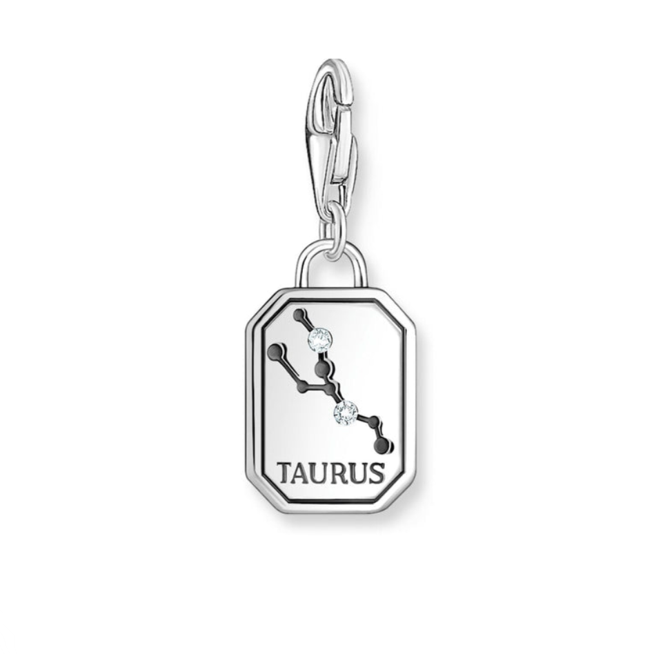 Zodiac Sign - Taurus with CZ Silver Charm