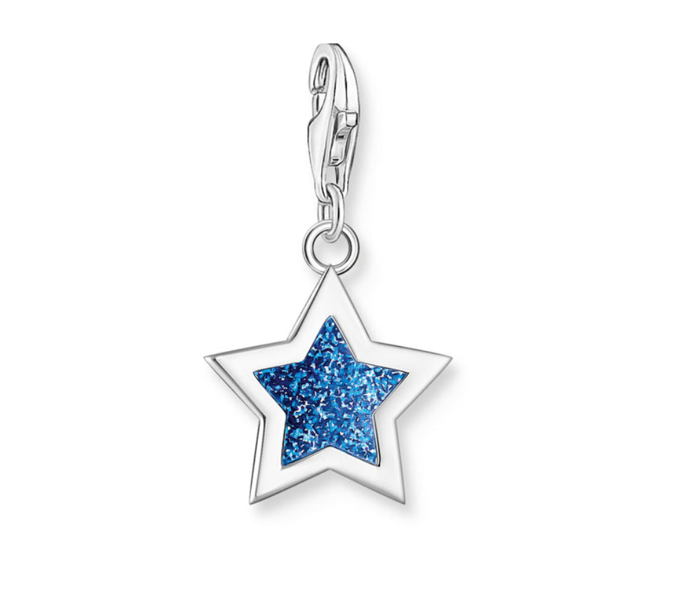Charmista Silver Star with Dark Blue Glitter Charm