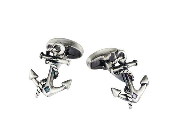 Antique Rhodium Plated Anchor Cufflinks
