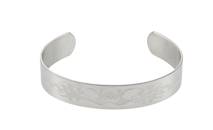 Stainless Steel Etched Patterned Bangle