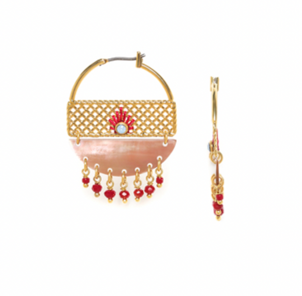 SELENA Semi-Circle Creole with Dangles Earrings