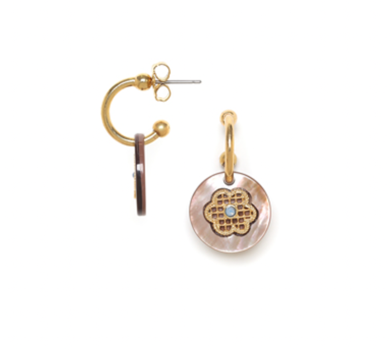 SELENA Mini Creole with Shell Dangle Earrings