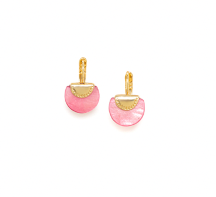 LENA Simple Laminated Capiz French Hook Earrings