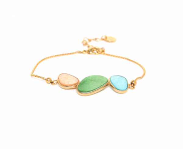 VICTOIRE 3 Oval Laminated Capiz Bracelet