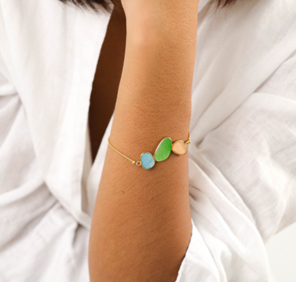 VICTOIRE 3 Oval Laminated Capiz Bracelet