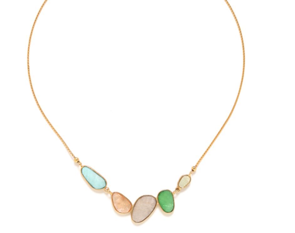 VICTOIRE 5 Oval Laminated Capiz Necklace