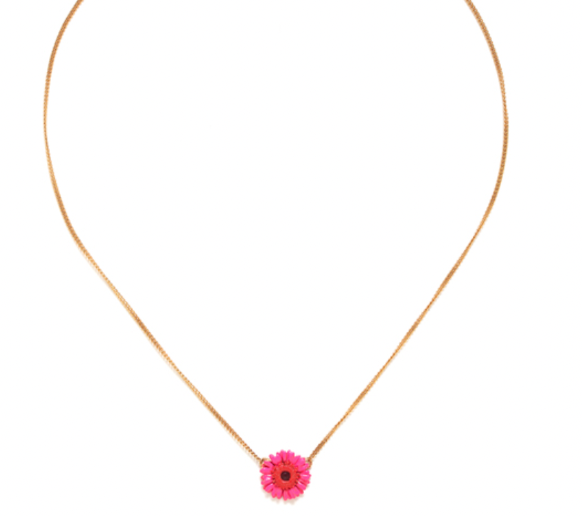 RUBY Pink Gerbera Flower Short Necklace