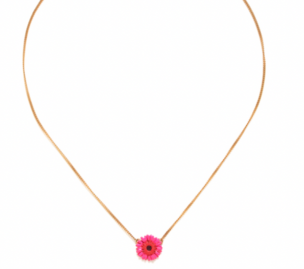 RUBY Pink Gerbera Flower Short Necklace