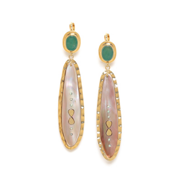 COLOMBINE Oval Top French Hook Earrings