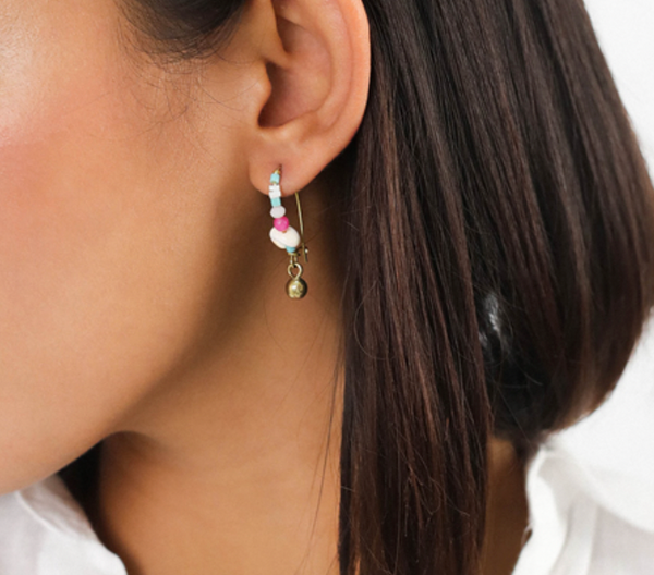 EMILY Woven Ball Dangle Medium Hook Earrings