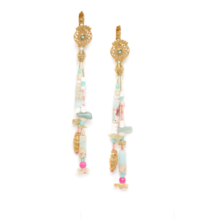 EMILY 2 Rows Long French Hook Earrings