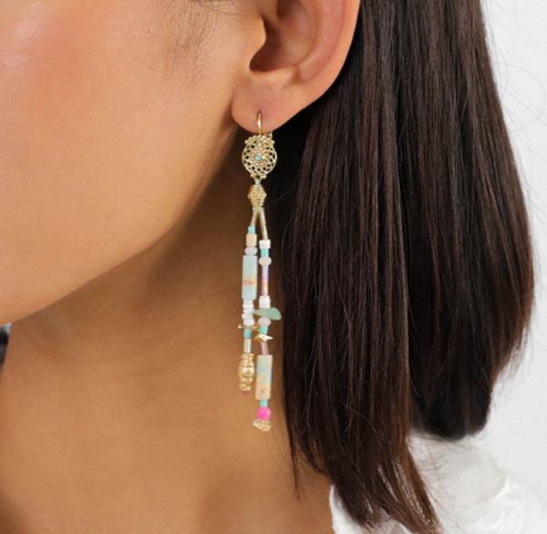 EMILY 2 Rows Long French Hook Earrings