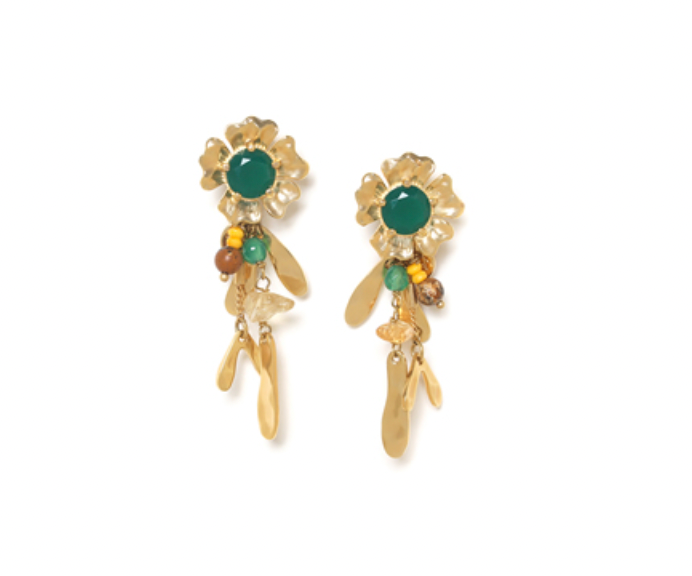 MATHILDE *flower post earrings with dangles