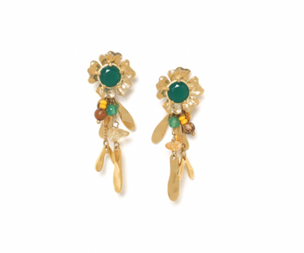 MATHILDE Flower Post with Dangles Earrings