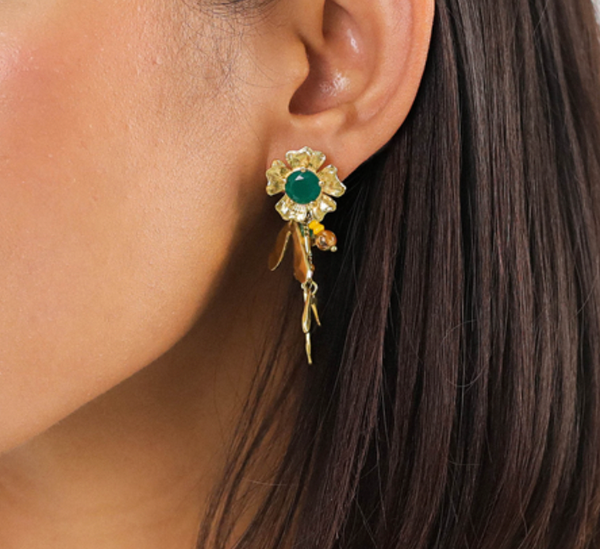 MATHILDE Flower Post with Dangles Earrings