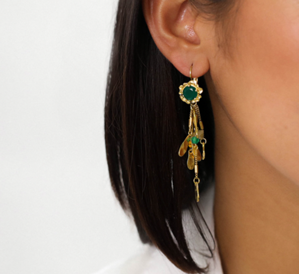 MATHILDE Flower with Dangles French Hook Earrings