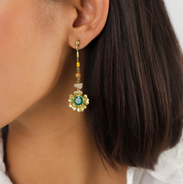 MATHILDE Flower Dangle Post Earrings